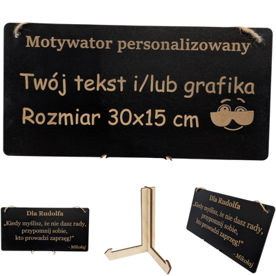 Tabliczka grawer "Motywator" - 30x15 cm - Czarna na prezent z gratisem
