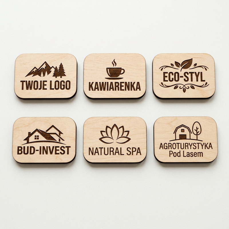 Drewniany magnes z Twoim logo personalizowany grawerem 7x5 cm