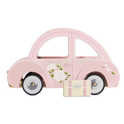 Drewniany różowy samochód retro Sophie, zabawka dla dzieci, auto Le Toy Van