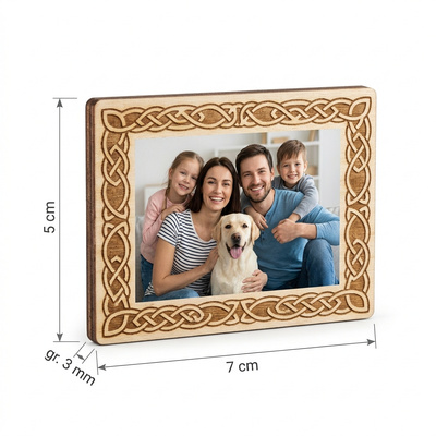 Personalizowany magnes na lodówkę ze zdjęciem 7x5 cm – Drewniany Wiking