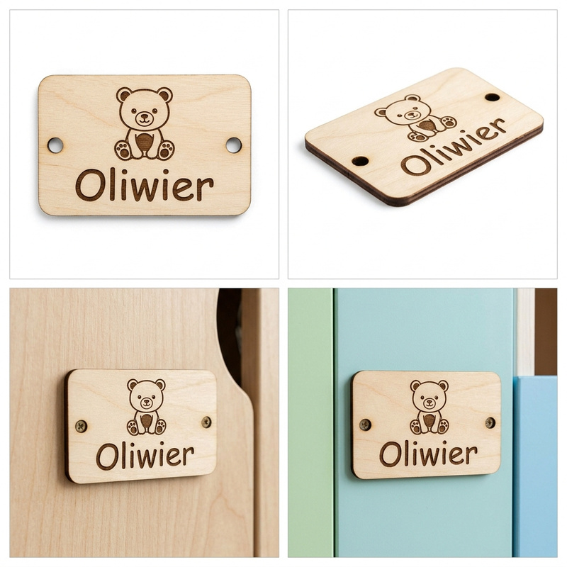 Personalizowana plakietka na szafkę do szatni – wzór Miś z imieniem