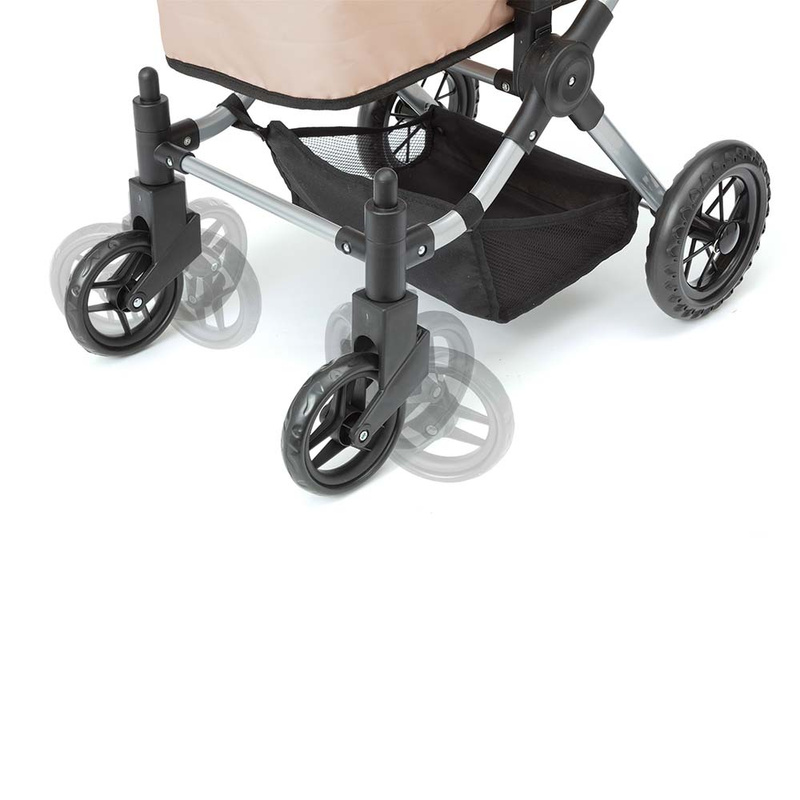 Wózek dla lalek premium 3 w 1, gondola, spacerówka i nosidełko, Skrallan