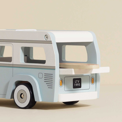 Drewniany kamper retro, wakacyjny samochód, zabawka dla dzieci, Le Toy Van