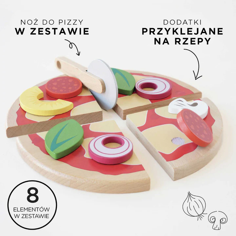 Drewniana pizza zabawka dla dzieci, odgrywanie ról, gotowanie, Le Toy Van