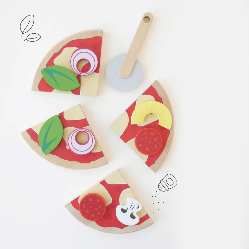 Drewniana pizza zabawka dla dzieci, odgrywanie ról, gotowanie, Le Toy Van