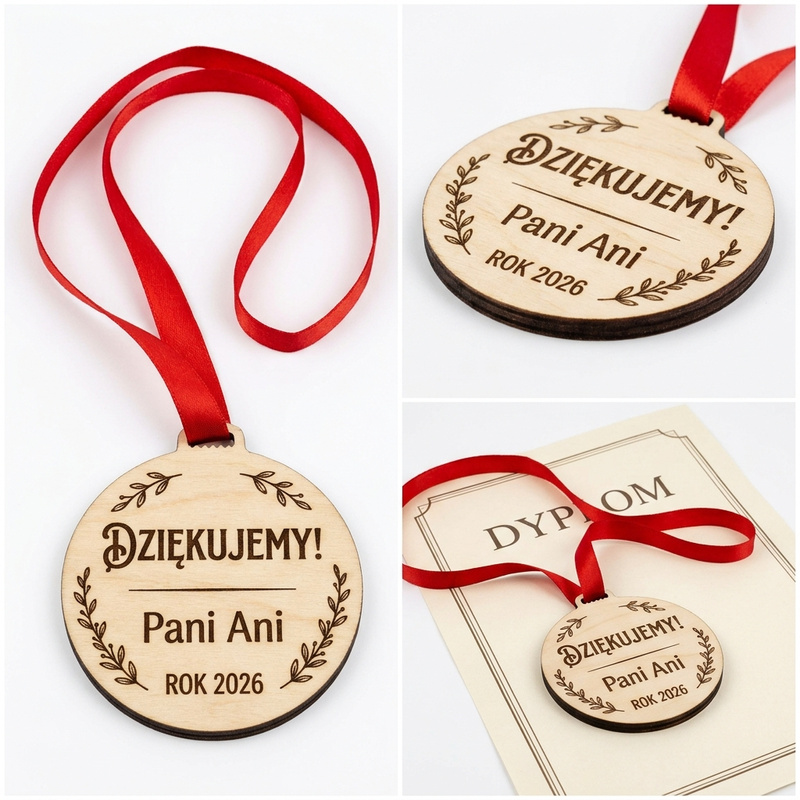 Drewniany medal Dziękujemy z Twoim imieniem i rokiem
