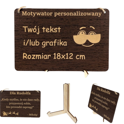 Tabliczka grawer "Motywator" - 18x12 cm - Wenga na prezent z gratisem