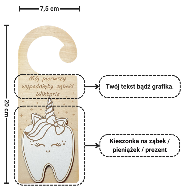 Zawieszka na drzwi dla Wróżki Zębuszki (wzór 3)