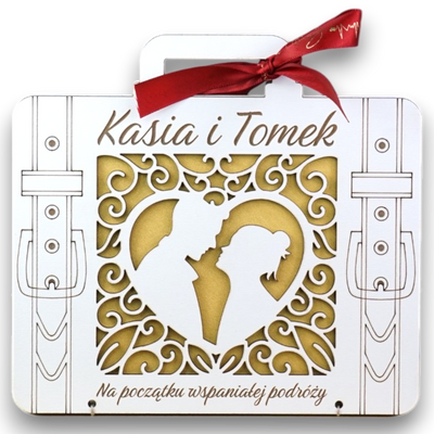 Koperta na pieniądze z okazji Ślubu - biała z grawerem
