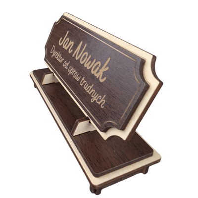Tabliczka na biurko  - Personalizowana - "Znak Jarla" Wenge/Naturalny