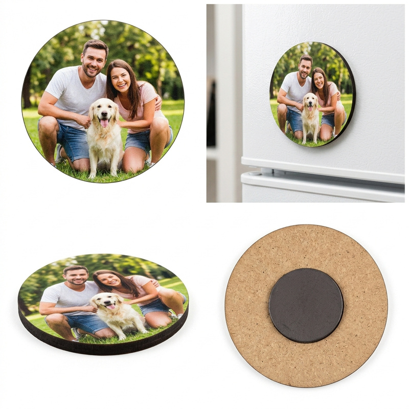 Magnes na Lodówkę Koło z Twoim Zdjęciem Personalizowany Druk UV HDF 7 cm