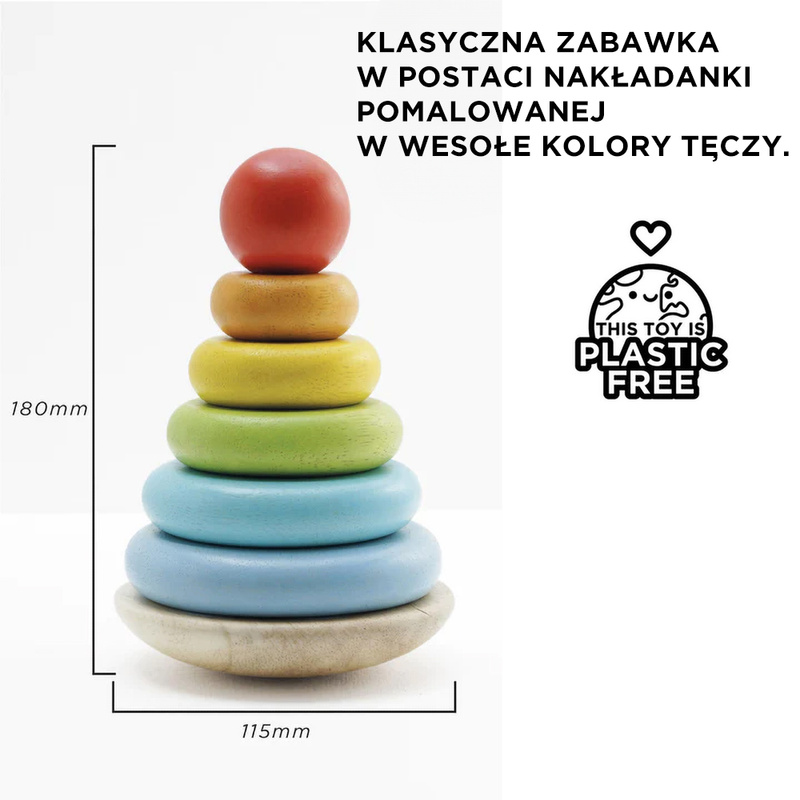 Drewniana układanka zabawka edukacyjna, piramida dla dzieci, Le Toy Van