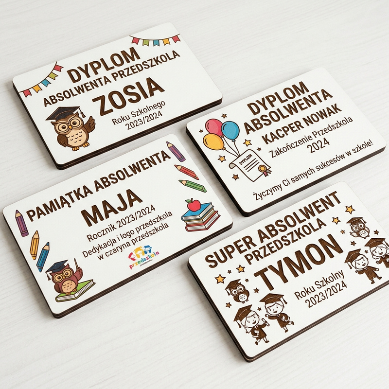 Personalizowany Dyplom Absolwent Przedszkola z Twoim Imieniem – Biały HDF