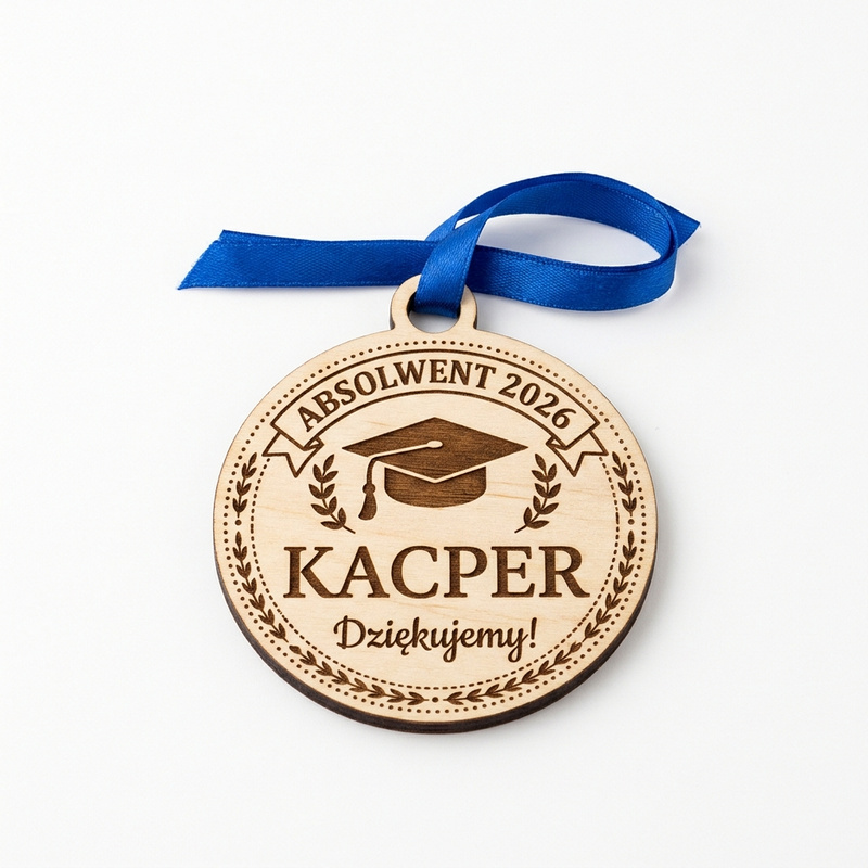 Drewniany medal Absolwent z Twoim imieniem i rokiem – personalizowany na zakończenie roku