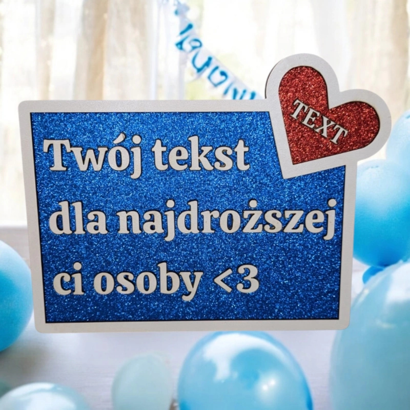 Tabliczka personalizowana brokat niebieska upominek baby shower