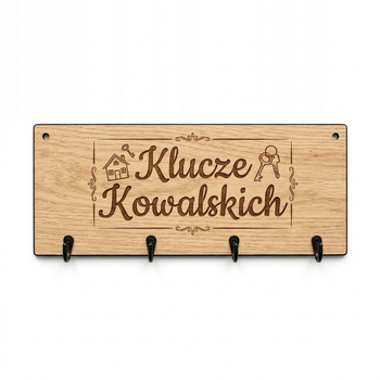 Wieszak na klucze ścienny personalizowany z Twoim nazwiskiem HDF dąb