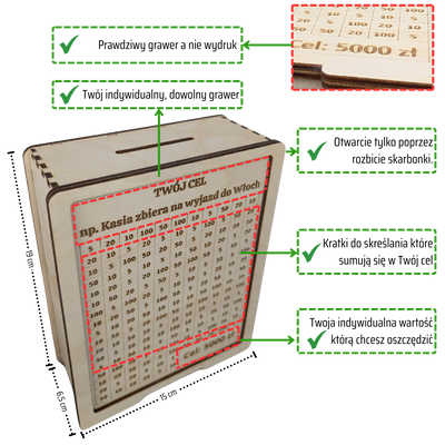 Moneybox to cross out with a pane of glass. Full customization. Tracker 