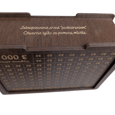 Skarbonka wykreślana "Rzuć palenie" - personalizowana, z twoim celem i kwotą. Wenge