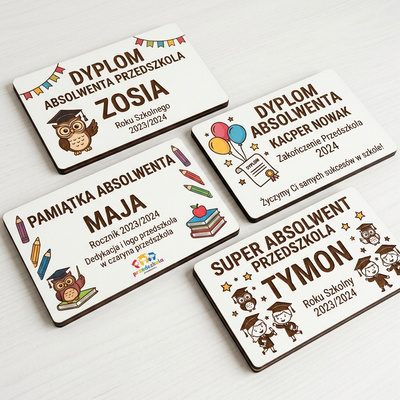 Personalizowany Dyplom Absolwent Przedszkola z Twoim Imieniem – Biały HDF