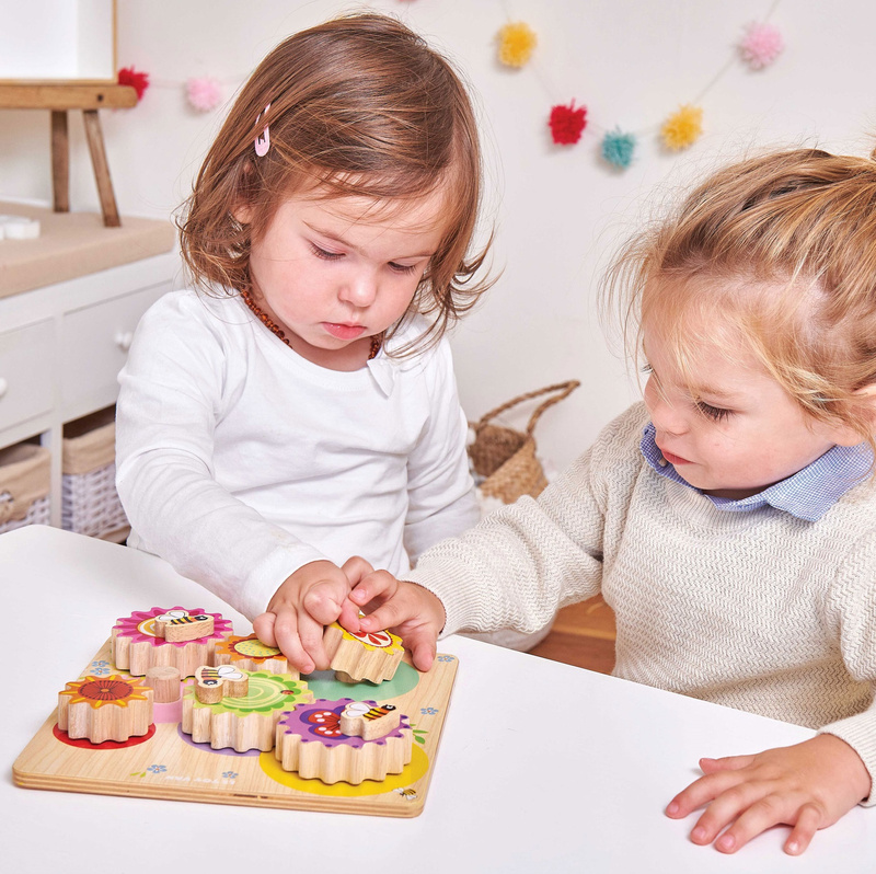 Drewniane kółka zębate sensoryczna zabawka edukacyjna dla dzieci Le Toy Van