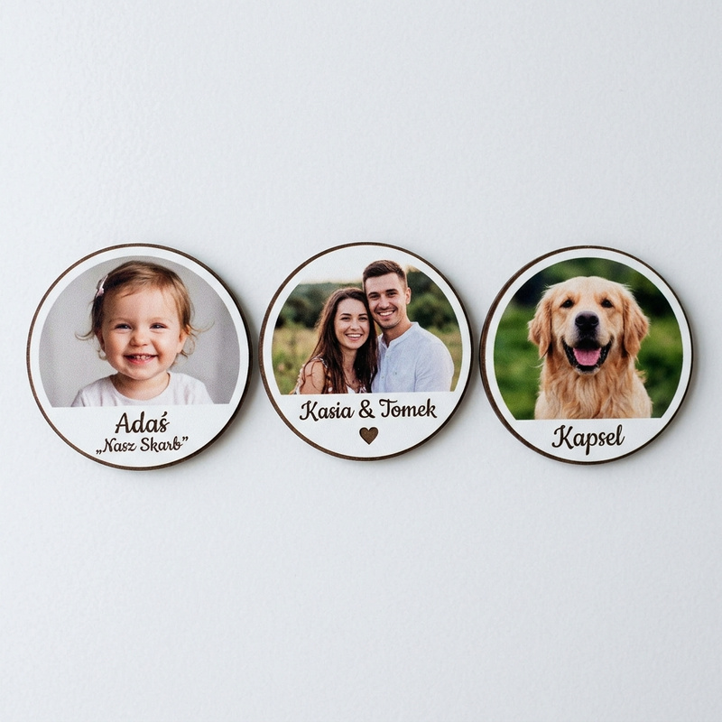 Magnes na Lodówkę Koło z Twoim Zdjęciem Personalizowany Druk UV HDF 7 cm