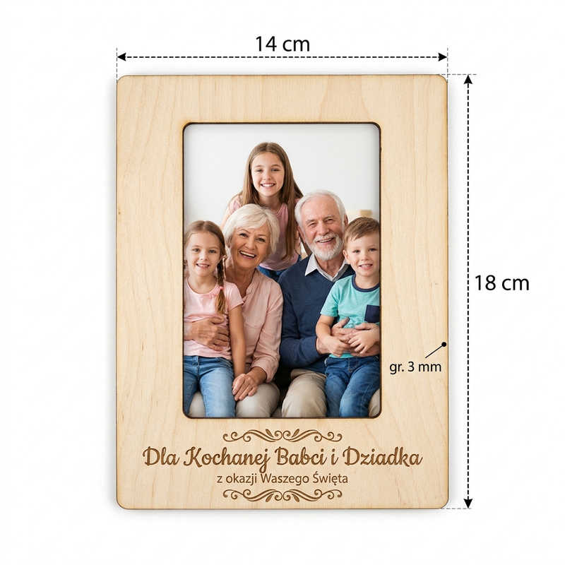 Pionowa ramka na zdjęcie 10x15 z Twoją dedykacją – personalizowana z drewna