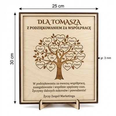 Personalizowana tabliczka podziękowanie za współpracę z Twoim grawerem – Drewno