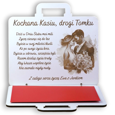 Koperta na pieniądze z okazji Ślubu - biała z grawerem