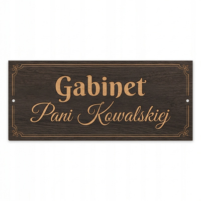 Elegancka tabliczka na drzwi z Twoim imieniem Gabinet Nauczyciela – HDF wenge