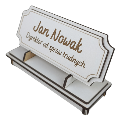 Tabliczka na biurko  - Personalizowana - "Znak Jarla" Biała