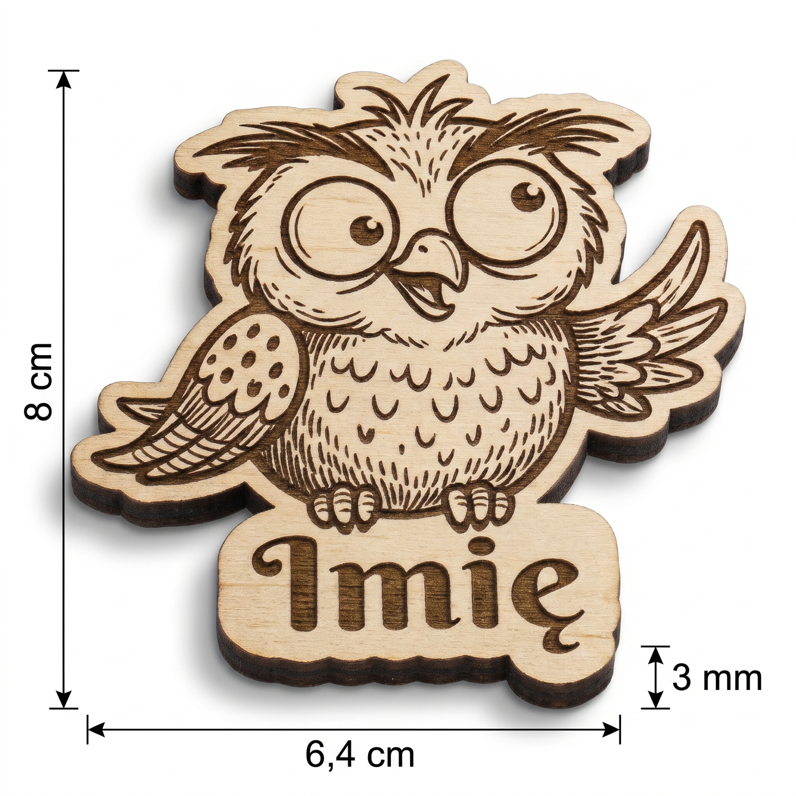 Wymiary magnesu sówka 8 cm
