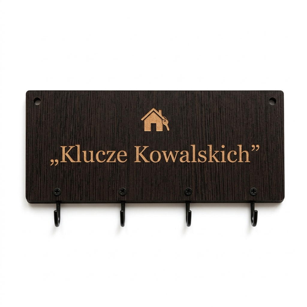Personalizowany wieszak na klucze HDF wenge z Twoim napisem