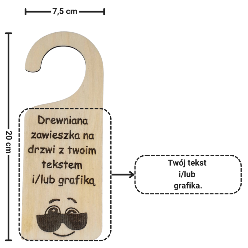 Zawieszka na drzwi z własnym tekstem drewniana! - 20cm