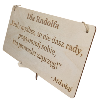 Tabliczka grawer "Motywator" - 30x15 cm - Drewniana na prezent z gratisem