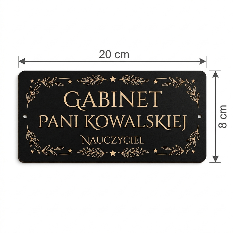 Personalizowana tabliczka na drzwi Gabinet Nauczyciela z Twoim napisem – HDF czarny