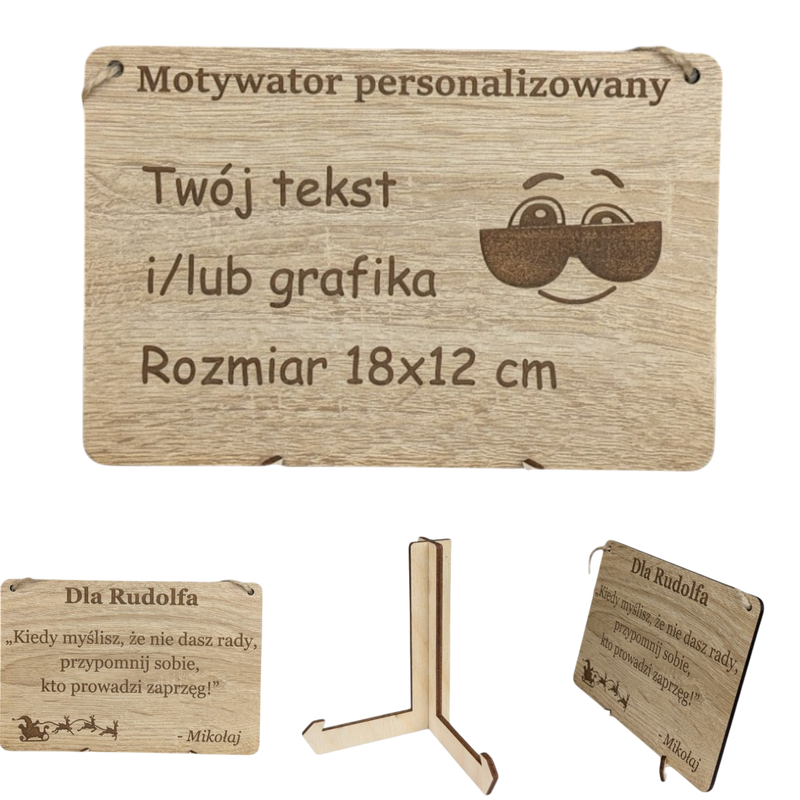 Tabliczka grawer "Motywator" - 18x12 cm - Dąb na prezent z gratisem