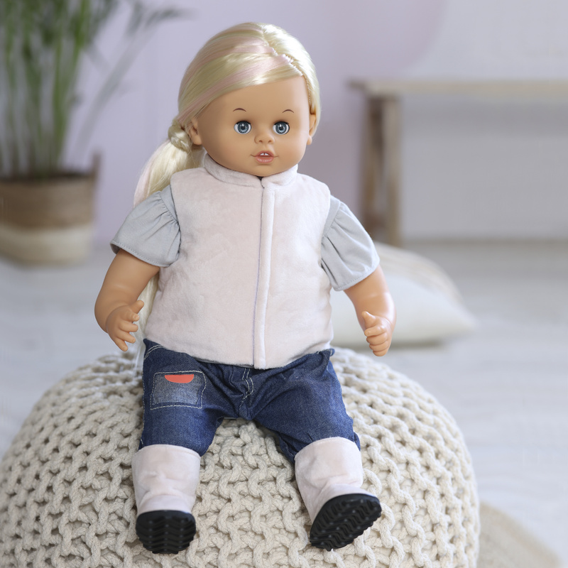 Kamizelka i kozaki dla lalki 45 cm, przebieranie zabawa z lalkami, Skrallan