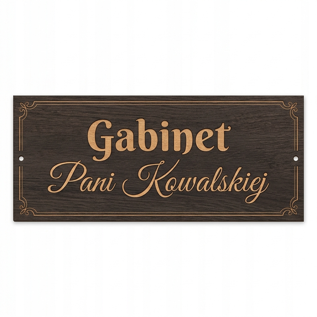 Elegancka tabliczka na drzwi z Twoim imieniem Gabinet Nauczyciela – HDF wenge