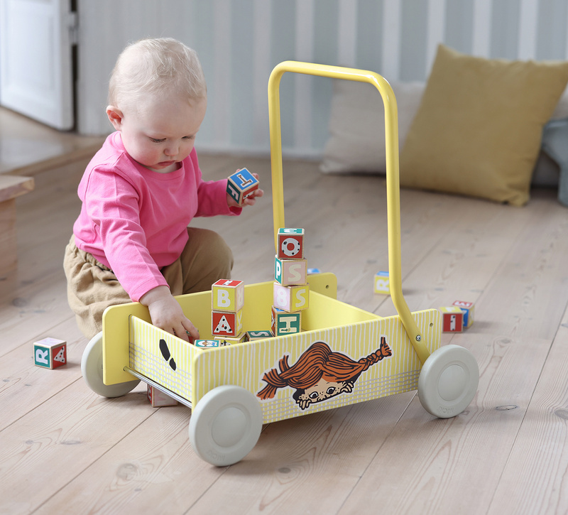 Drewniany chodzik pchacz Pippi Langstrumpf, nauka chodzenia zabawka, dzieci