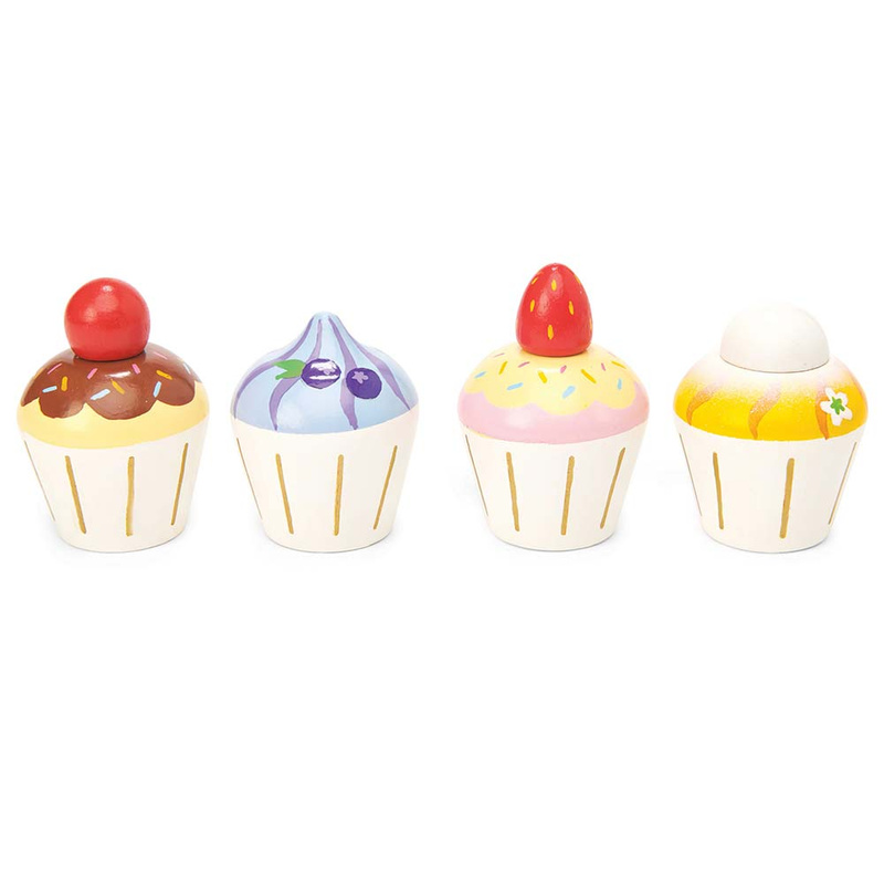Drewniane muffinki zestaw, babeczki, zabawka gotowanie cukiernia Le Toy Van