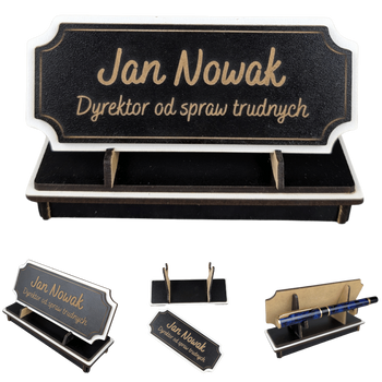 Tabliczka na biurko  - Personalizowana - "Znak Jarla" Czarno-biała