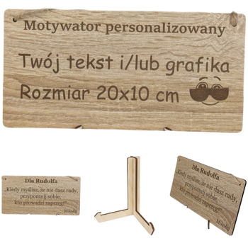Tabliczka grawer "Motywator" - 10x20 cm - Dąb na prezent z gratisem