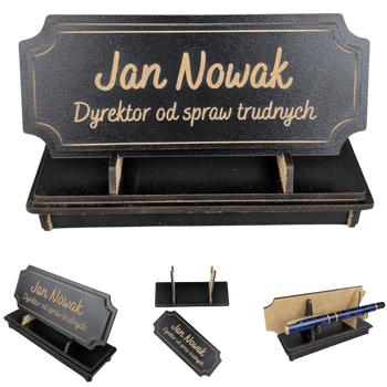 Tabliczka na biurko  - Personalizowana - "Znak Jarla" Czarna