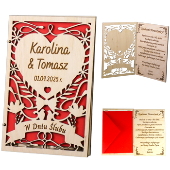 Koperta na pieniądze z okazji Ślubu - drewniana z grawerem