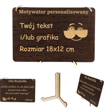 Tabliczka grawer "Motywator" - 18x12 cm - Wenga na prezent z gratisem