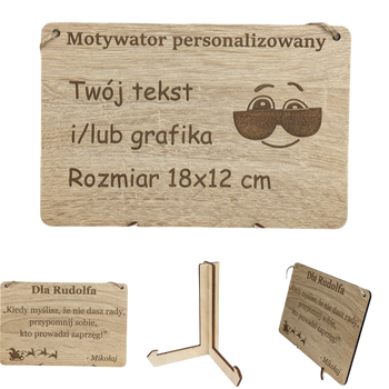 Tabliczka grawer "Motywator" - 18x12 cm - Dąb na prezent z gratisem