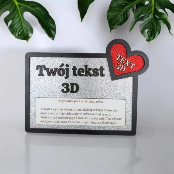 Tabliczka z dedykacją z brokatem sreberko prezent upominek 