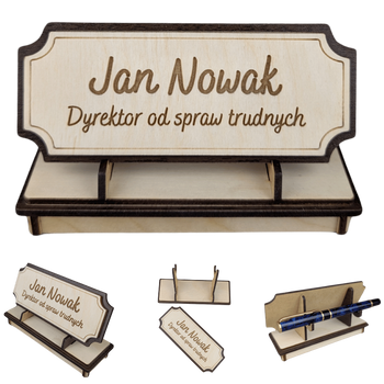 Tabliczka na biurko  - Personalizowana - "Znak Jarla" Naturalna/Wenge