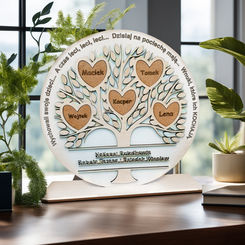  Białe Drewniane Drzewo z wierszykiem Rodzinnie