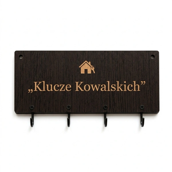 Personalizowany wieszak na klucze HDF wenge z Twoim napisem